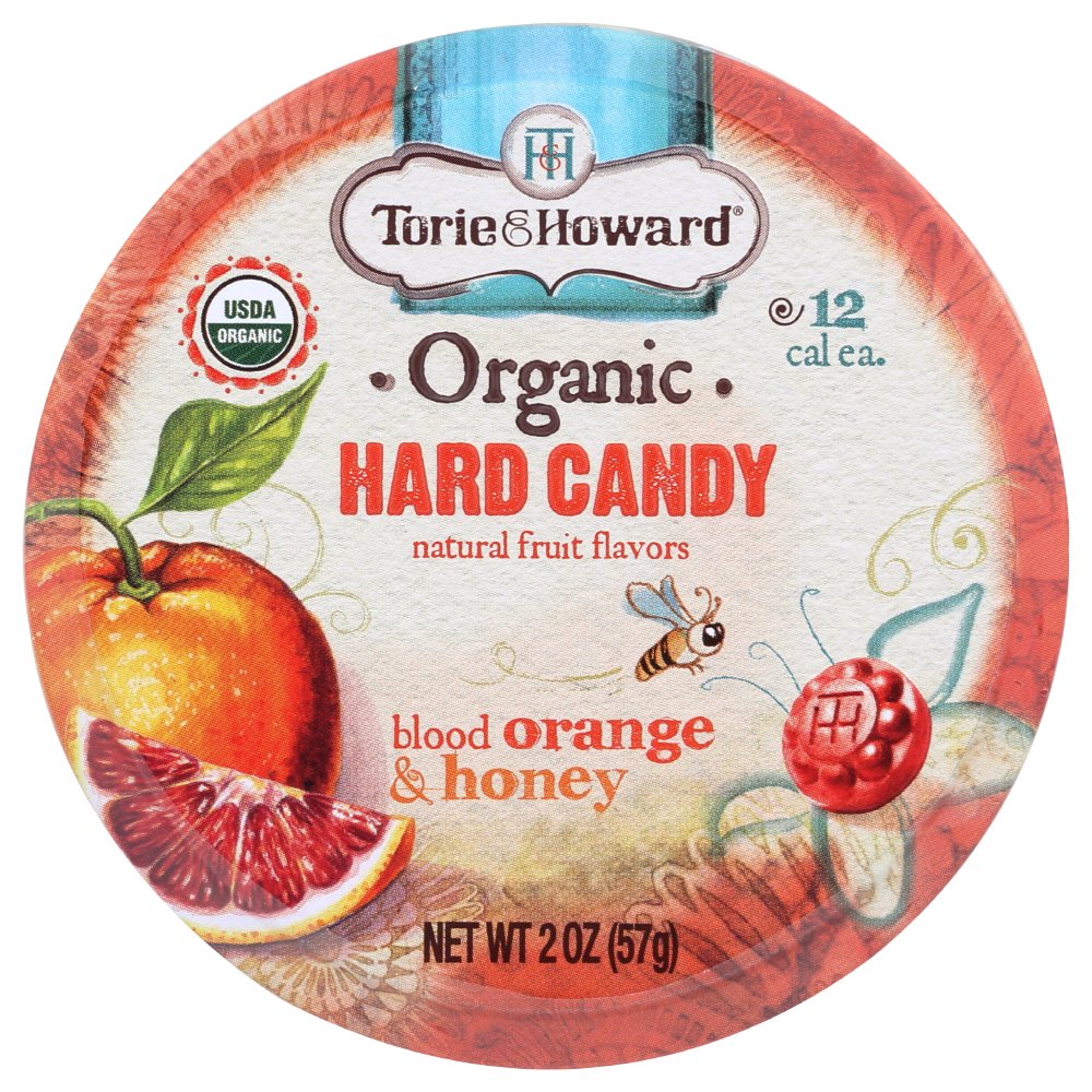 Torie And Howard Organic Hard Candy Blood Orange And Honey, 2 Oz