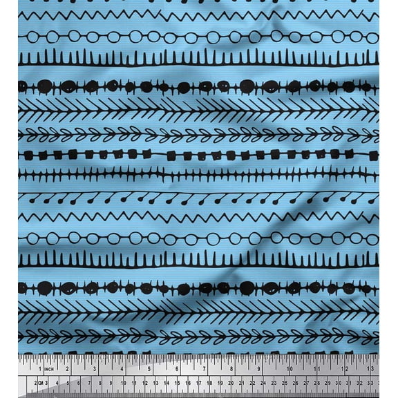 Soimoi Blue Cotton Duck Fabric Aztec Geometric Fabric Prints By Yard 42 Inch Wide