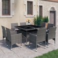 thumbnail image 1 of vidaXL 9 Piece Garden Dining Set Poly Rattan and Glass Grey, 1 of 5