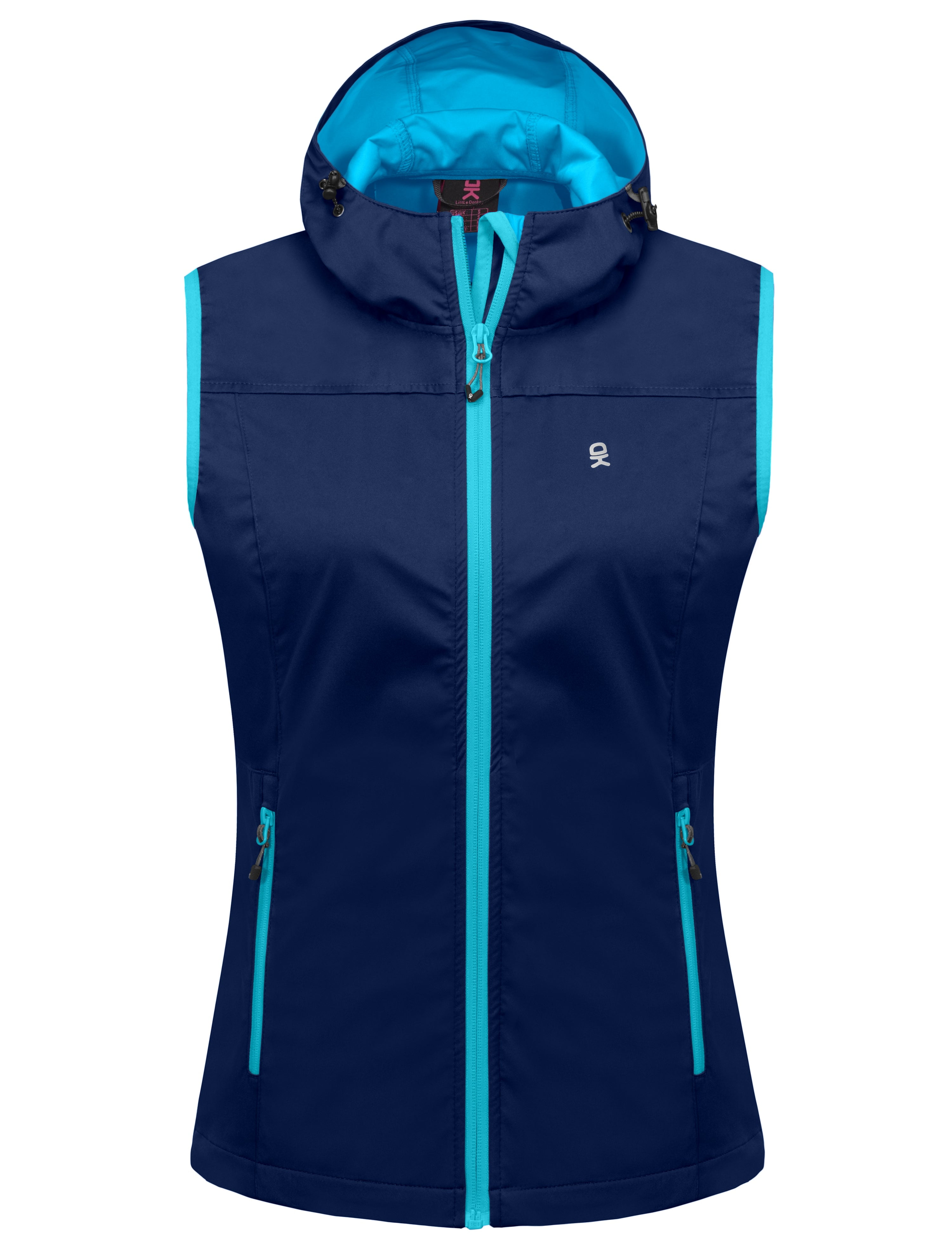 Little Donkey Andy Women's Lightweight Softshell Vest, Hooded Windproof Sleeveless Jacket for Golf Travel Hiking Running Blue S