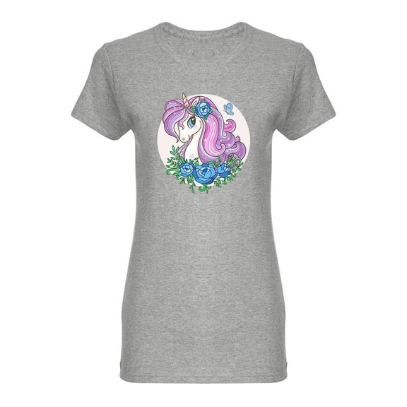 Unicorn Head With Long Mane Shaped T-Shirt Women -Image by Shutterstock, Female Small