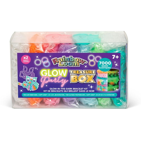 Rainbow Loom® Glow-in-The-Dark Treasure Box - Friendship bracelet making kit with 7000 glow rubber bands and 2 Happy Looms for girls and boys ages 7+