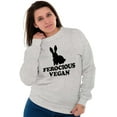 thumbnail image 3 of Ferocious Vegan Herbivore Bunny Unisex Plus Fleece Graphic Sweatshirt Brisco Brands 4X, 3 of 5