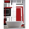 thumbnail image 5 of Modern Abstract Art Black Red Geometric Line Sheer Curtains 108 Inches Long 2 Panels Light Filtering Semi Sheer Window Curtains Drapes for Bedroom Living Room 52"x108"&nbsp;2&nbsp;&nbsp;Panels, 5 of 7
