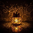 thumbnail image 6 of Halloween Pumpkin Lamp Stained Glass Pumpkin Lantern,Resin Hollow Pumpkin Night Light With Bow Decor,For Home Bedroom Halloween Party Thanksgiving Decorations,12*12*12Cm, 6 of 7