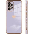thumbnail image 4 of Compatible with Samsung Galaxy A52 Case Love Heart Plating Electroplate Luxury Elegant Case Camera Protector Soft TPU Shockproof Protective Corner Back Cover Galaxy A52 Case -Purple, 4 of 10