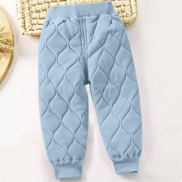 Piuwrlz Kids Thick Plush Pants Girls Boys Long Fleece Sweatpants Cotton Velvet Solid Color Tight Blue Size 7 Years