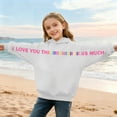 thumbnail image 4 of Girls White Graphic Hoodie - "I Love You This Much" Heartwarming Design, Soft 100% Polyester Long Sleeve Hooded Top for Kids 4-12, Machine Washable Oversized Fit,Size 11 T, 4 of 7