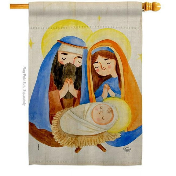 Ornament Collection H192353-BO 28 x 40 in. Nativity Scene House Flag with Winter Double-Sided Decorative Vertical Flags Decoration Banner Garden Yard Gift