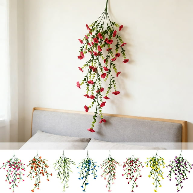 Plantas Verdes Decorativas De Plástico Ramo de flores artificiales azules para montar en la pared, arreglo floral simulado para decoración de escritorio de bodas y fiestas (1 unidad) JASKFLY