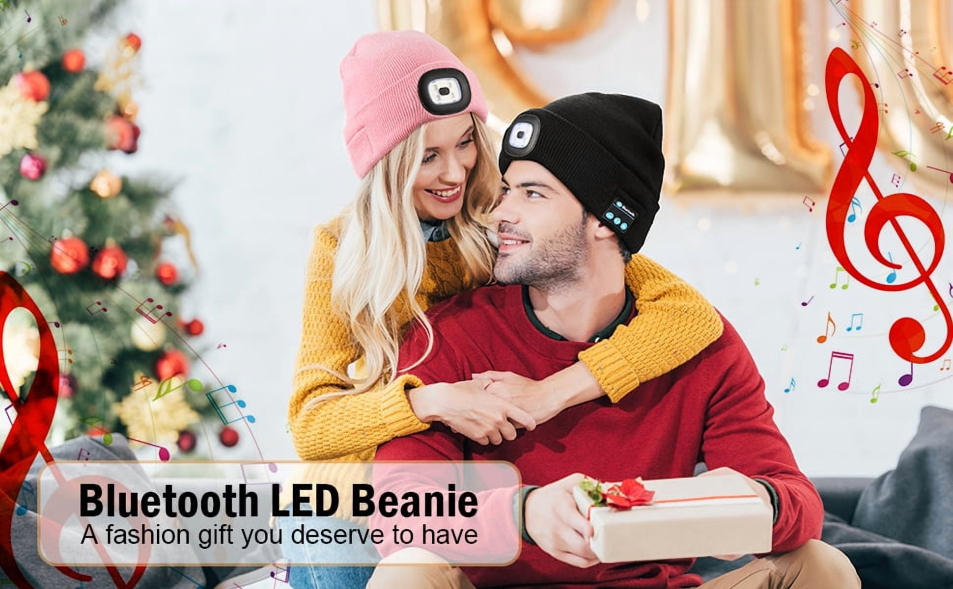 CENSGO Bluetooth Beanie with the Light, Unique Tech Gifts for Men Husband Him Teen, Wireless Headphones for Fishing Jogging Working, Christmas Stocking Blue