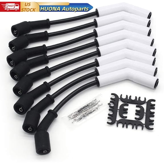 HUONA Spark Plug Wire Set for GM LS3/LS4/LS7/LT Engines 9070C Ceramic Spark Plug Boot Ignition Wire Cable Kit