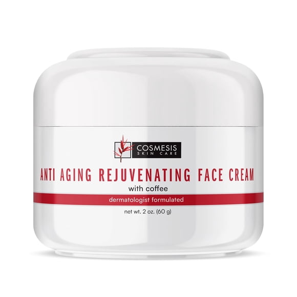 Crema facial rejuvenecedora antienvejecimiento con compuestos de café - Reduce las arrugas, el enrojecimiento y la textura áspera - 2 oz de Cosmesis