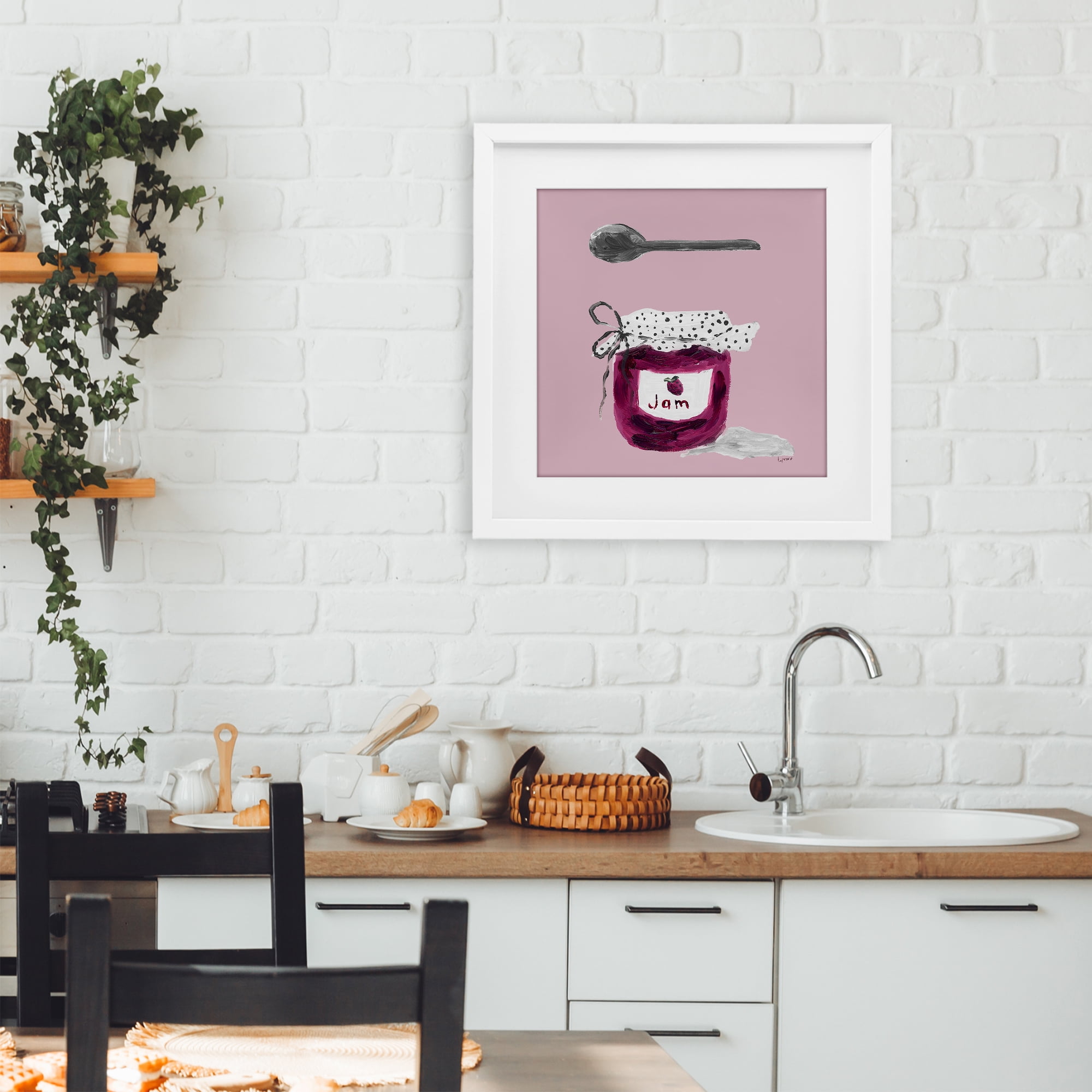 Stupell Industries Jam Jar over Blush White Framed Print Under Glass, design by Lucille Price
