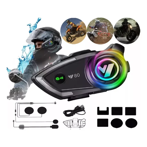 Auriculares Para Casco Motos, Intercomunicador Casco Con Micrófono, Auricular Bluetooth 5.3 Para Motociclet, Reducción Ruido Inteligente Cvc Y Dsp, Ipx67 A Prueba Agua, Puede Conectar Dos Dispositivos