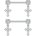 thumbnail image 6 of 14G Dangle Charm Nipple Rings for Women Rhinestone Cubic Zirconia Dangling Star Moon Nipplerings Straight Bar Cross Drop Nipple Shield Barbell Ring Fashion Body Piercing Jewelry, 6 of 7