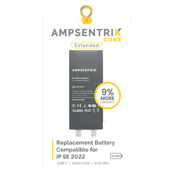 Replacement Replacement High Capacity Battery Core Compatible With iPhone SE 2022 (Spot Welding Required) (AmpSentrix Core Extended)