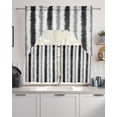 Black Grey Striped Kitchen Curtains Set for Windows 3 Piece Cafe ...
