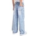 thumbnail image 5 of YunPes Boys Baggy Jeans Ripped Denim Pants Casual Classic Straight Wide Leg Distressed Jeans Y2K Hip Hop Cargo Trousers Washed Jean, 5 of 6