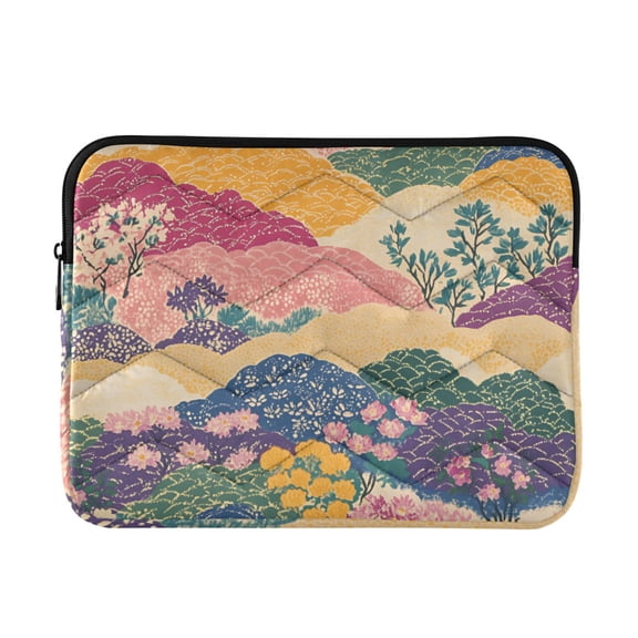 FORMRS 13"-13.3" Laptop Sleeve Protective Case Soft Carrying Quilted Computer Bag Cover, Green Floral Wave