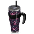 thumbnail image 2 of 40oz Tumbler,Pink Breast Cancer Insulated Tumblers with Removable Handle,Stainless Steel Double Vacuum Coffee Tumbler Cup with Straw for Home,Office,Travel,Party, 2 of 5