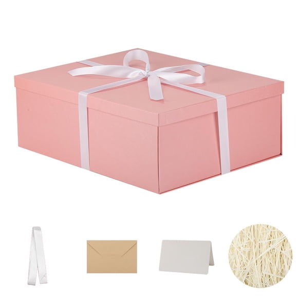Caja de regalo OBMMIRAO extra grande con tapa 43 x 33 x 15 cm, color rosa