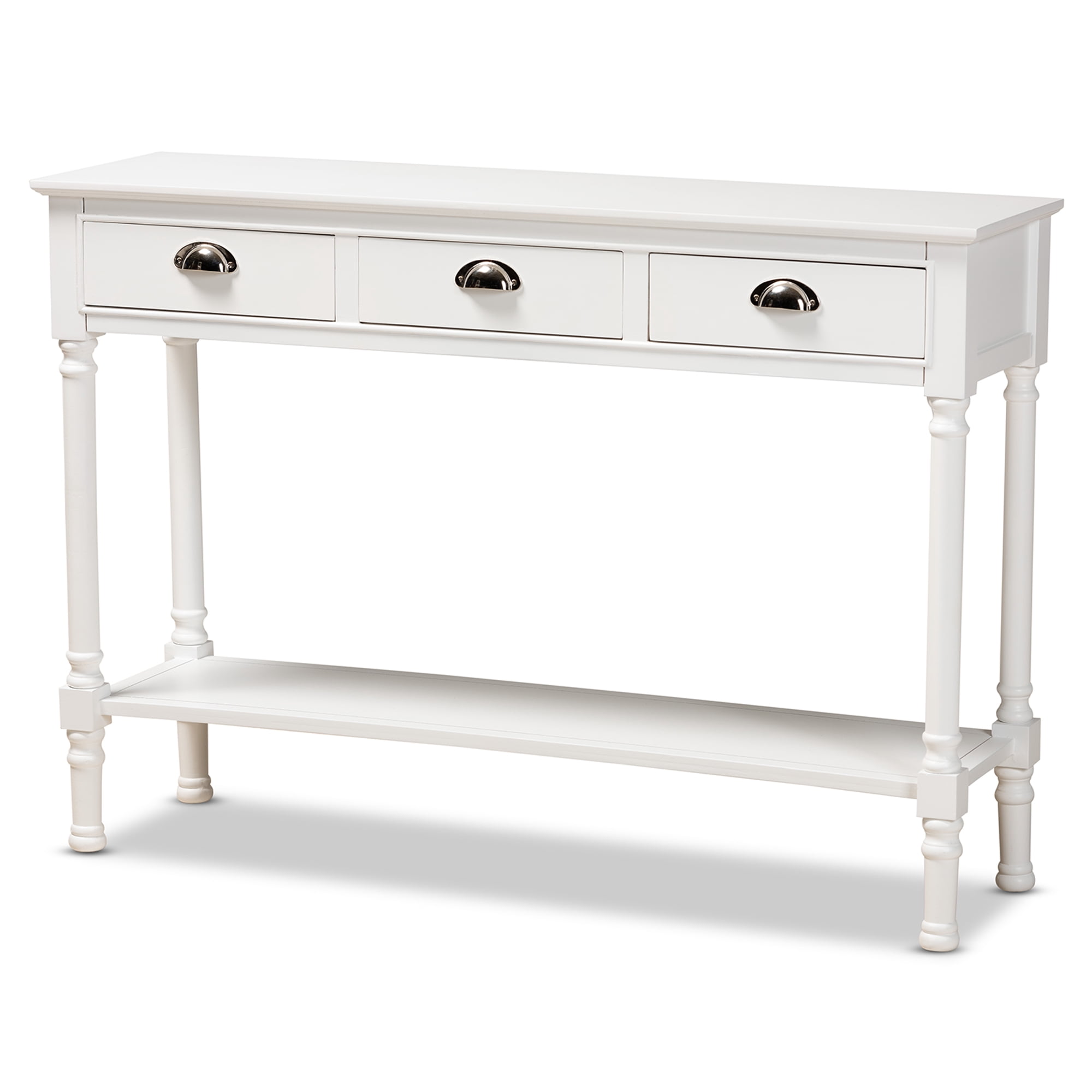 Baxton Studio Garvey Modern Metal Console Table, Drawer Included, White