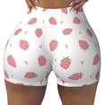 thumbnail image 2 of Daiia Hand Drawn Strawberry Pattern Women's Workout Shorts Biker Shorts - High Waisted Workout Spandex Tummy Control Gym Running Yoga Shorts-Large, 2 of 8