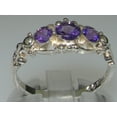 thumbnail image 2 of LBG British Made 18k White Gold Natural Amethyst Womens Trilogy Ring - 33 size options - Sizes 4 to 12 Available, 2 of 6