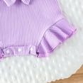 thumbnail image 5 of GYRATEDREAM Newborn Baby Girl Romper Dress Fly Sleeve Cute One-piece Jumpsuit Dress Summer Clothes with Headband for 12-18M Purple, 5 of 9
