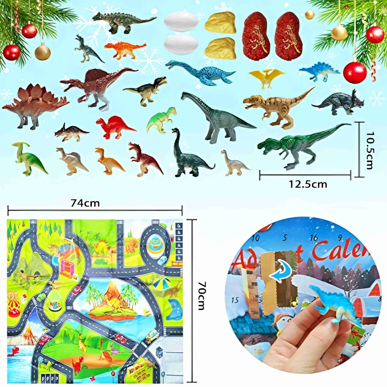 Calendrier Avent 2024 Dinosaure Noël - 24 Surprises Figurines Réalistes Pour Enfants