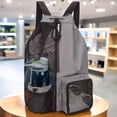 thumbnail image 3 of CNKOO Unisex Mesh Drawstring Backpack - Lightweight Nylon Beach Bag with Shoe Compartment  Adjustable Shoulder Straps & Front Zipper Pocket for Swimming  Fitness & Sports  5 Color Options, 3 of 7