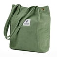 thumbnail image 1 of Bolso de mano de pana lindos bolsos de mano para mujer bolso de hombro con bolsillo interior para el trabajo, playa, viajes y compras (verde Matcha), 1 of 5