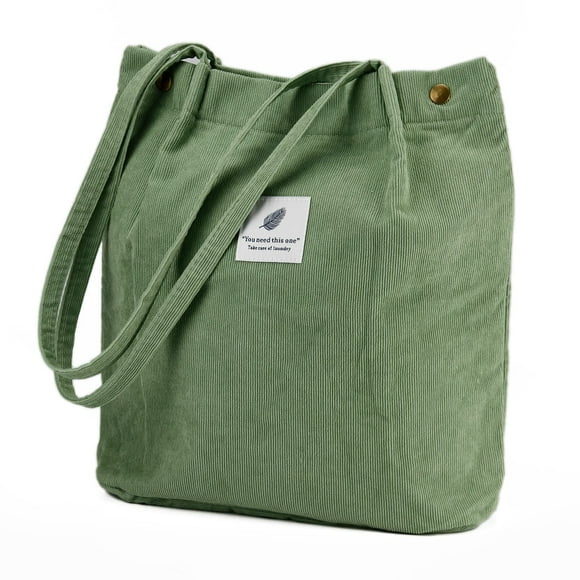 Bolso de mano de pana lindos bolsos de mano para mujer bolso de hombro con bolsillo interior para el trabajo, playa, viajes y compras (verde Matcha)