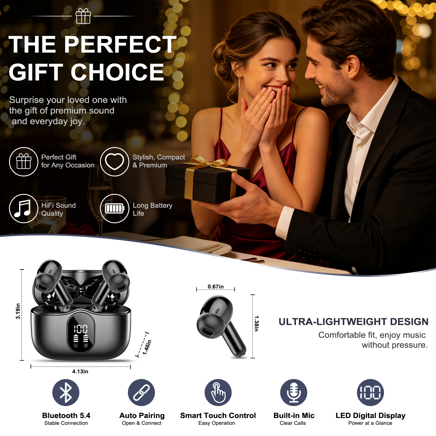 Btootos Wireless Earbuds Bluetooth 5.4 IP7 Waterproof photo 2