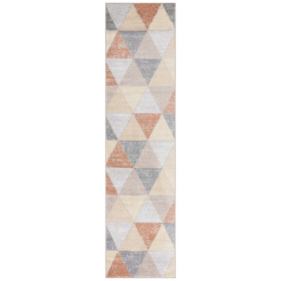 SAFAVIEH Phoenix Kaitlyn Geometric Runner Rug, Grey/Rust, 2'2" x 9'