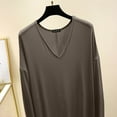 thumbnail image 4 of XUNKUSGA Nightgowns for Women Casual Loose Solid Color Sleep Shirts Comfy Soft V-Neck Long Sleeves Womens Sleepwear Women Pajama Sleep Dress Cotton Sleepwear L-5XL Gray, 4 of 6