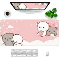 Pink Mouse Pad Cat XXL Kawaii Gaming Mouse Pad Animal Theme 35.4x15.7 inch Gift for Women,Pink Desk Accessories with Personalized Design for Laptop, Computer PC (Pink Cat -2)