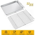 thumbnail image 2 of Baking Sheet with Cooling Rack Set(1 Pan+1 Rack) 16'', Stainless Steel Baking Pan with Wire Rack, Heavy Jelly Roll Sheet Pan&Bacon Rack for Oven Cooking, Cookie Sheet, 16 x 12 x 1 Inch, 2 of 7