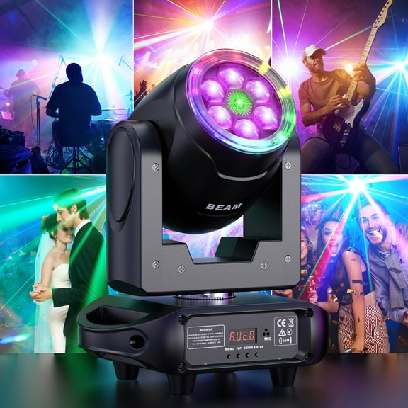 DJ Lights with Strip, Moving Head Beam Lights 6LED RGBW with DMX & Sound Activated for DJ KTV Bar Backdrop