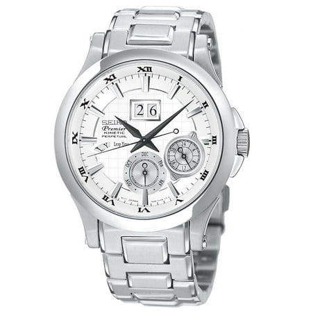 Seiko Men's Premier Kinetic Perpetual Calendar Silver Dial Dress Watch SNP001