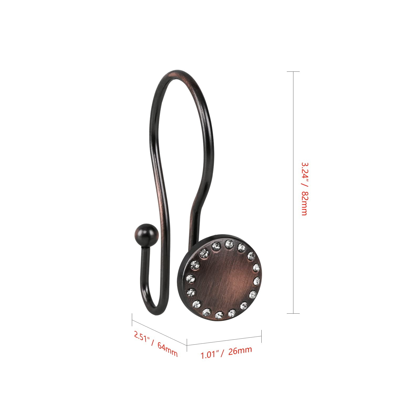 Utopia Alley Shower Rings, Double Shower Curtain Hooks for Bathroom, Rust Resistant Shower Curtain Hooks Rings, Set of 12, Oil Rubbed Bronze