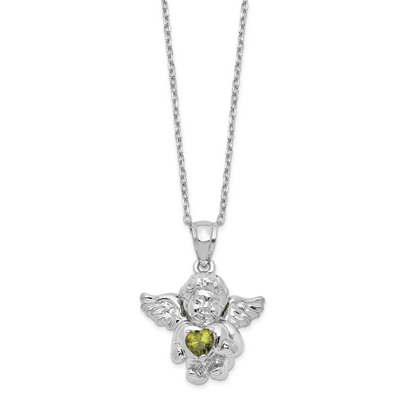 Primal Silver Sterling Silver Cubic Zirconia August Birthstone Angel Ash Holder 18-inch Cable Chain Necklace