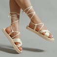 thumbnail image 5 of Sandalias planas con correa de tela de suela suave para mujer, antideslizantes, resistentes al desgaste, cómodas, tendencia de moda, 5 of 5