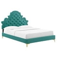 thumbnail image 2 of Modway Gwyneth Tufted Performance Velvet Full Platform Bed in Teal, 2 of 10