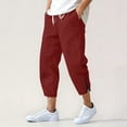 thumbnail image 5 of Dolkfu Summer Pants Men Comfy Drawstring Capri Cropped Ankle Zipper Trouser Mens S, 5 of 9