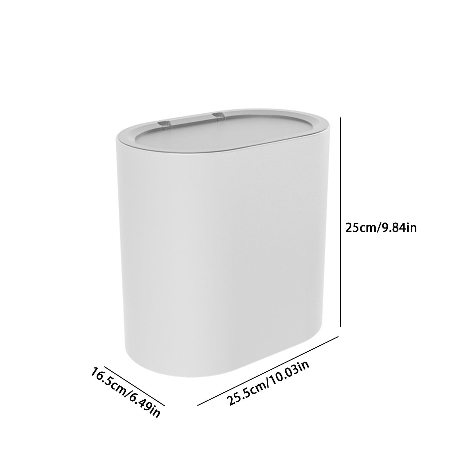 Fufafayo under $5 Slim Plastic Bathroom Trash Can with Lid, 10x10x6 Inch Pet Proof Trashcan, Kitchen Trash Can Wastebasket with Press Type Lid, White Thin Garbage for Room Rv Bedroom Dorm Office
