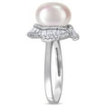 thumbnail image 3 of Everly Women's Cultured Pearl and Cubic Zirconia Sterling Silver Engagement Ring, 3 of 6