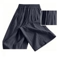 thumbnail image 5 of SAWOBUUN Men's Cotton Linen Pants Breathable Wide Leg Trousers Elastic Drawstring Waist Loose Fit Casual Summer Beach Pants, 5 of 9
