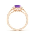 thumbnail image 2 of ANGARA Natural Inspired Cushion 2 ct Amethyst Ring with Diamond Halo in 14K Rose Gold for Women (Size-9x7mm) | February Birthstone, Anniversary, Jewelry Gift for Women | Natural Amethyst Ring, 2 of 9